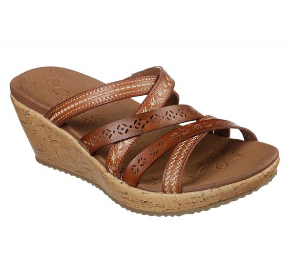 Dámské Boty Na Klínku Skechers Beverlee - Tiger Posse Sandal Hnědé | UMIPTBS-62