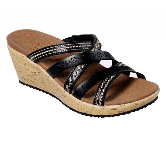 Dámské Boty Na Klínku Skechers Beverlee - Tiger Posse Sandal Černé | YFNSQCG-69