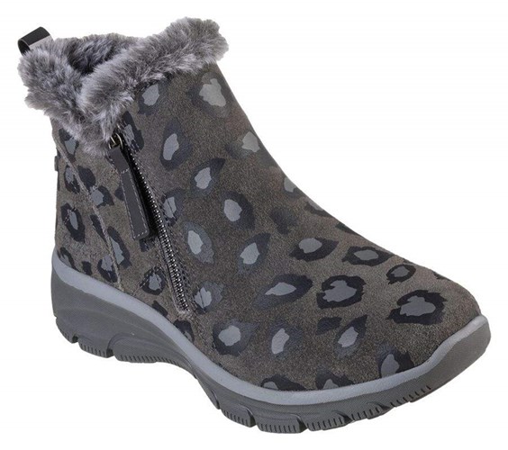 Dámské Boty Skechers Relaxed Fit: Easy Going - High Zip Leopard | LITFBGR-32