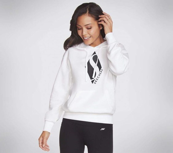 Dámské Mikiny S Kapucí Skechers Apparel - Big Diamond Hoodie Bílé | GWSNAMI-68