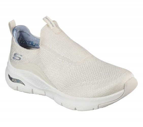 Dámské Mokasíny Skechers Arch Fit - Keep It Up Bílé | EOSJLDC-26