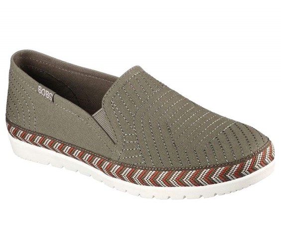 Dámské Mokasíny Skechers BOBS Flexpadrille 3.0 - Geo Nomics Olivy Zelené | HJOFEQG-90