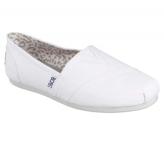 Dámské Mokasíny Skechers BOBS Plush - Peace and Love Bílé | OQEKCML-56