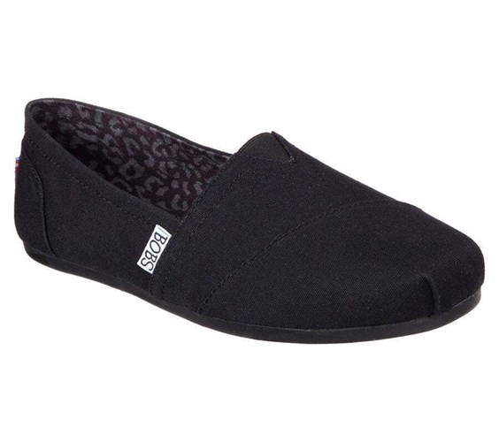 Dámské Mokasíny Skechers BOBS Plush - Peace and Love Černé | PVGHFJN-96