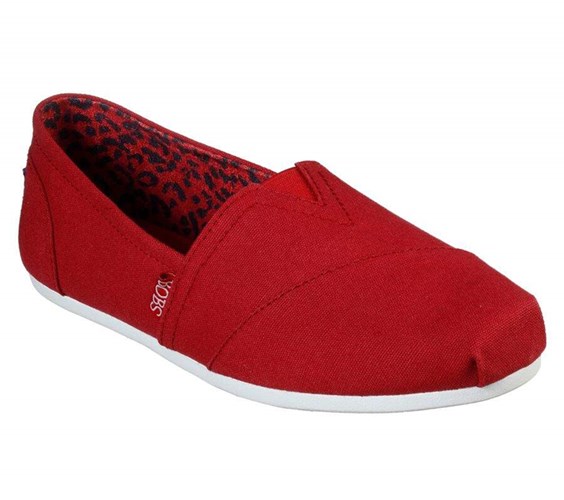 Dámské Mokasíny Skechers BOBS Plush - Peace and Love Tmavě Červené | VZIQUCB-97