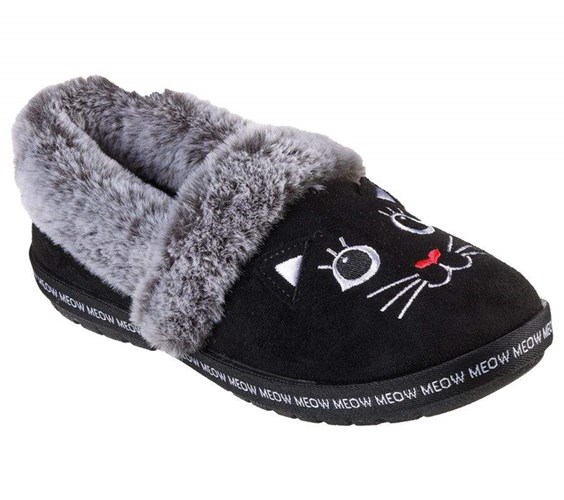 Dámské Mokasíny Skechers BOBS Too Cozy - Meow Pajamas Černé | UGWPBHR-75