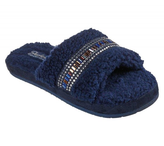 Dámské Mokasíny Skechers Cozy Pantofle - Bling It! Tmavě Blankyt | ZYFHOJD-42