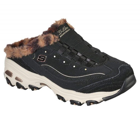 Dámské Mokasíny Skechers D'Lites - Plush Cloud Černé | ZGUDSCO-38