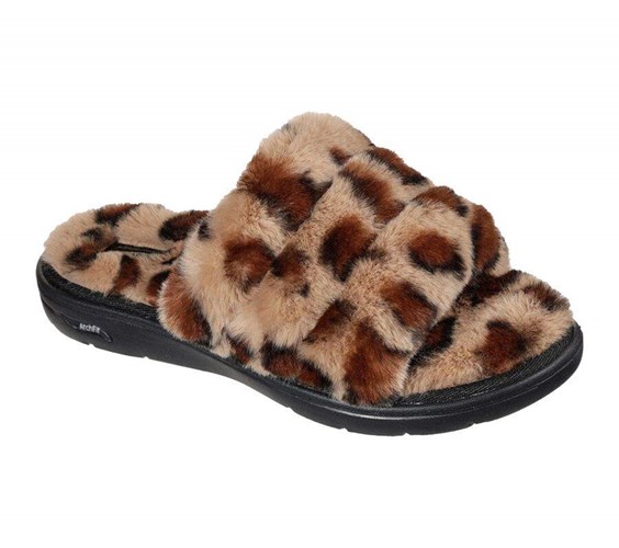 Dámské Mokasíny Skechers GO Lounge: Arch Fit Lounge - Furrreal Leopard | FQKOAHU-84