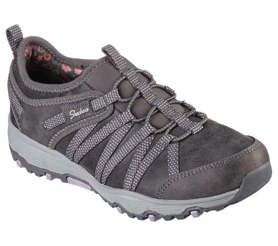 Dámské Mokasíny Skechers Seager Hiker - Flowerette Šedé | RUSHALF-58