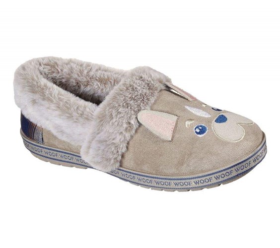 Dámské Pantofle Skechers BOBS Too Cozy - Dog-Attitude Šedé Hnědé | YWQPXOD-15