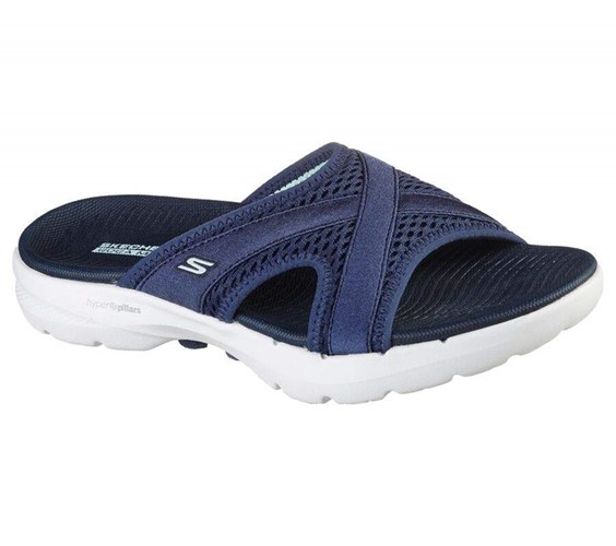 Dámské Sandály Skechers GO WALK 6 - Beach View Tmavě Blankyt | VEKNUIQ-17