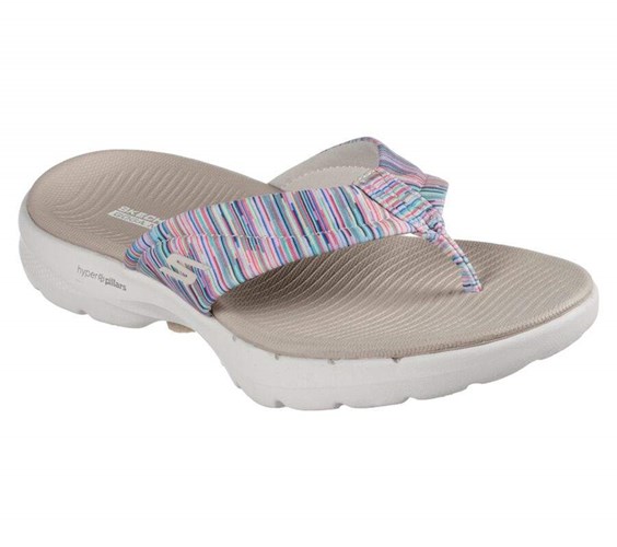 Dámské Sandály Skechers GO WALK 6 - Bright Daze Béžový Viacfarebný | CJMHENP-35