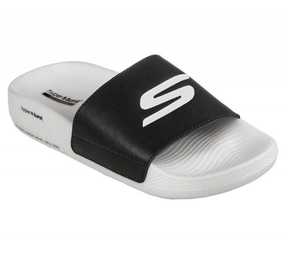 Dámské Sandály Skechers Hyper Pantofle Černé Bílé | VWYMLBA-21