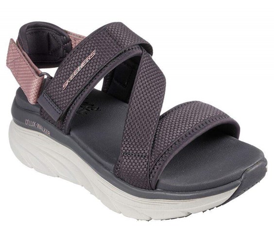 Dámské Sandály Skechers Relaxed Fit: D'Lux Walker - Kind Mind Šedé Fialové | RIFHLOK-79