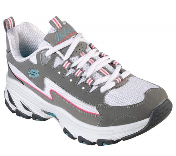 Dámské Tenisky Skechers D'Lites Arch Fit - Better Me Šedé Růžové | SYMNORG-14