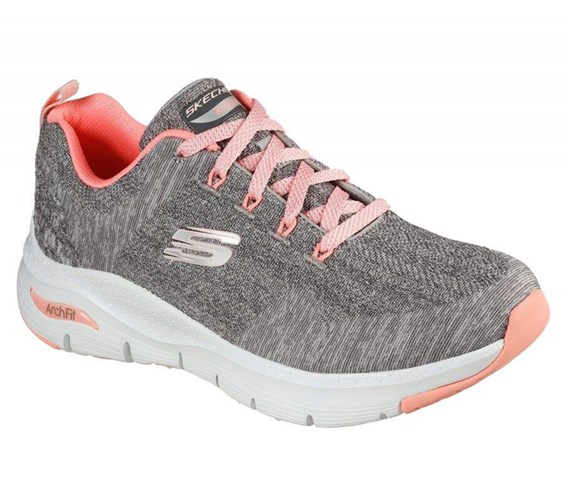 Dámské Trekové Boty Skechers Arch Fit - Comfy Wave Šedé Růžové | JGCITEV-37