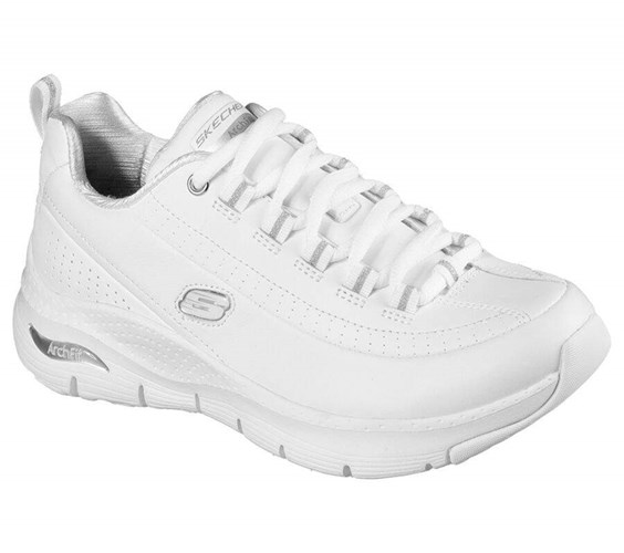 Dámské Trekové Boty Skechers Arch Fit - Citi Drive Bílé Stříbrné | WTJDCYO-12