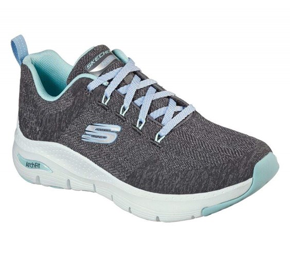 Dámské Trekové Boty Skechers Arch Fit - Comfy Wave Šedé Tyrkysové | YQFTAHG-10