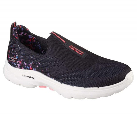 Dámské Trekové Boty Skechers GO WALK 6 - Floral Sunrise Černé Viacfarebný | YCBVGNM-91