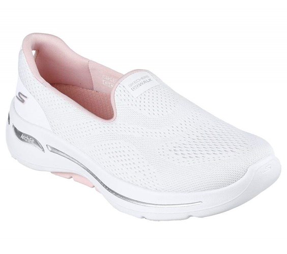 Dámské Trekové Boty Skechers GO WALK Arch Fit - Imagined Bílé Růžové | CKFGXQL-48