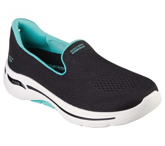 Dámské Trekové Boty Skechers GO WALK Arch Fit - Imagined Černé Tyrkysové | XIMYJBO-34