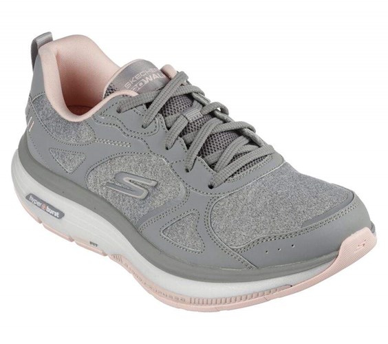 Dámské Trekové Boty Skechers GO WALK Workout Walker - Early Sunshine Šedé Růžové | XTGNBSK-83