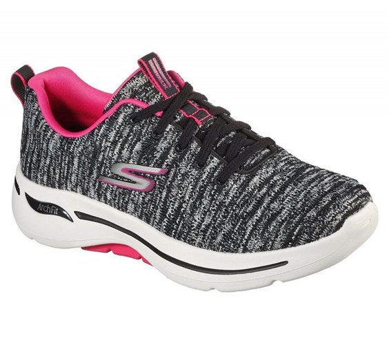 Dámské Trekové Boty Skechers GOwalk Arch Fit - Glee Černé Růžové | REVWFHI-69