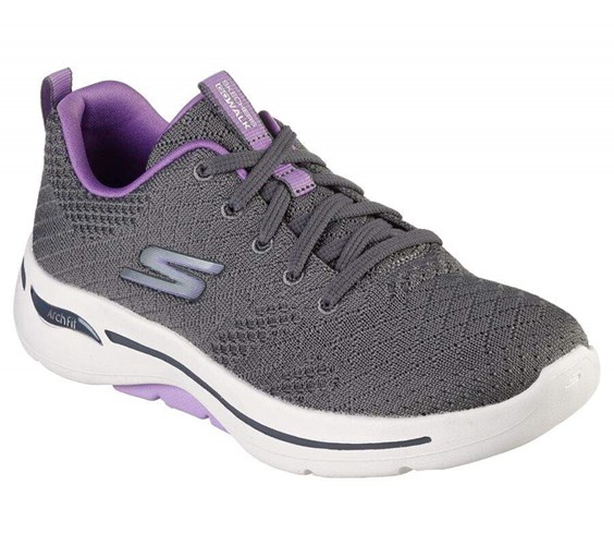 Dámské Trekové Boty Skechers GOwalk Arch Fit - Unify Šedé Levandule | SIDVTPM-10