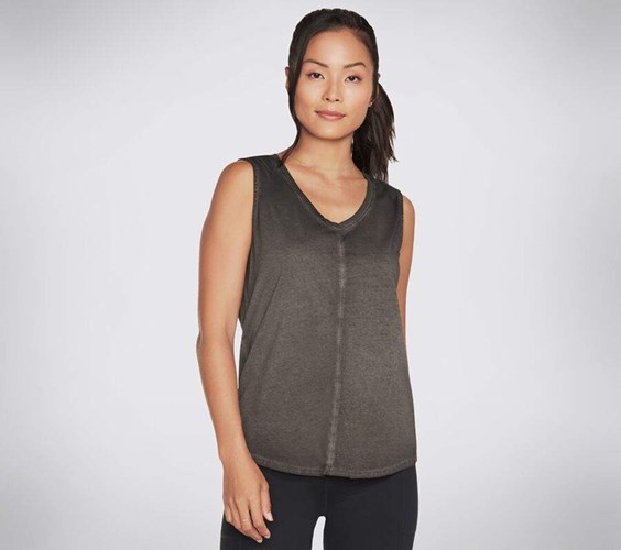 Dámské Tričko Skechers Diamond Wash Hatha V-neck Černé | NUVOKLW-58