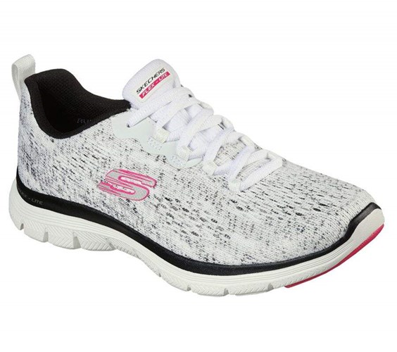 Dámské Tréninkové Boty Skechers Flex Appeal 4.0 - Vivid Spirit Bílé Černé | OYZBPRE-48