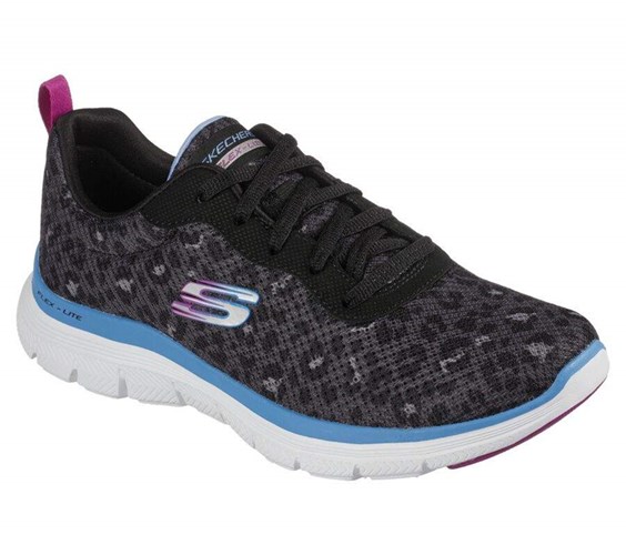 Dámské Tréninkové Boty Skechers Flex Appeal 4.0 - Rich Flair Černé Blankyt | XETKQWH-89