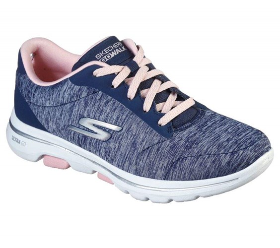 Dámské Tréninkové Boty Skechers GOwalk 5 - True Tmavě Blankyt Růžové | UBWEFKA-24