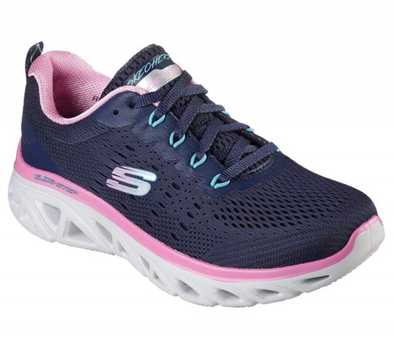 Dámské Tréninkové Boty Skechers Glide-Step Sportovní - Fresh Charm Tmavě Blankyt Růžové | OGMJHTE-38