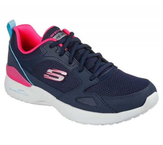 Dámské Tréninkové Boty Skechers Skech-Air Dynamight - Carefree Way Tmavě Blankyt Růžové | EQGXYOP-40