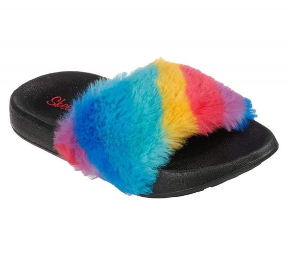 Dívčí Mokasíny Skechers Sunny Slides - Fuzzy Steps Černé Viacfarebný | OYANQGH-73