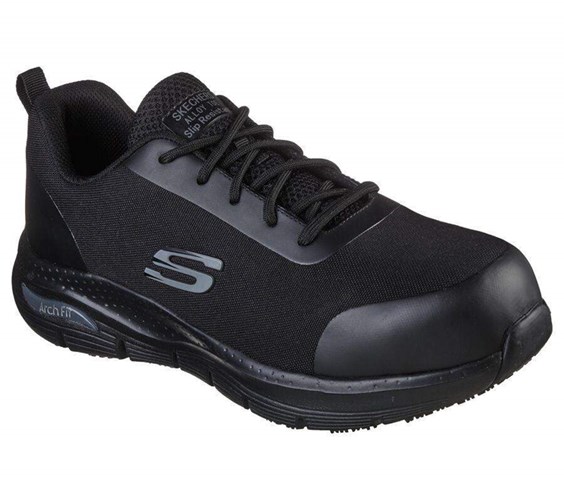 Pánské Bezpečnostní Boty Skechers Arch Fit SR - Ringstap Alloy Špicí Černé | QAEPBXS-91