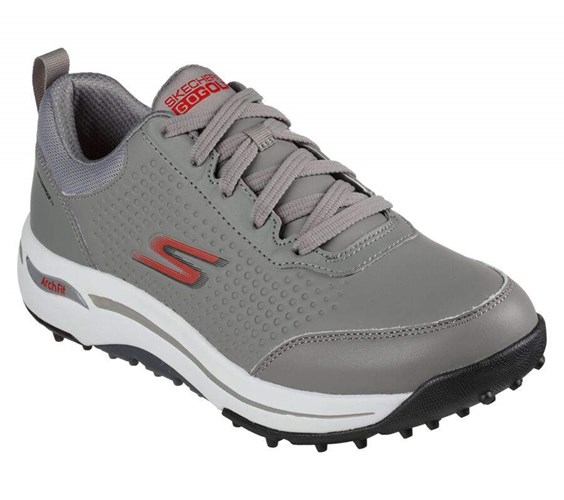 Pánské Golfové Boty Skechers GO GOLF Arch Fit - Set Up Šedé Červené | FJACKZQ-37