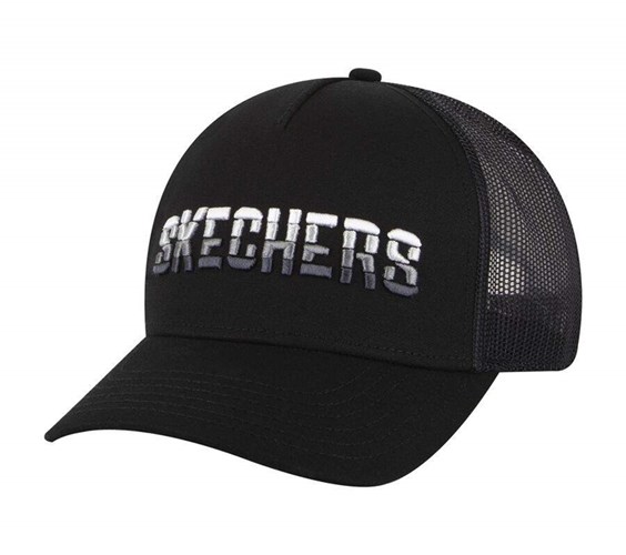 Pánské Klobouky Skechers Textured Logo Trucker Černé | OTSNCQR-49