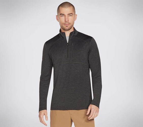 Pánské Mikiny S Kapucí Skechers Apparel On the Silniční 1/4 Zip Hoodie Černé | OMKPJFR-37