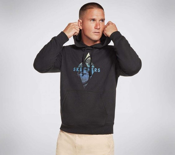 Pánské Mikiny S Kapucí Skechers Apparel Diamond Wave Pullover Hoodie Černé | WVNOCXR-81