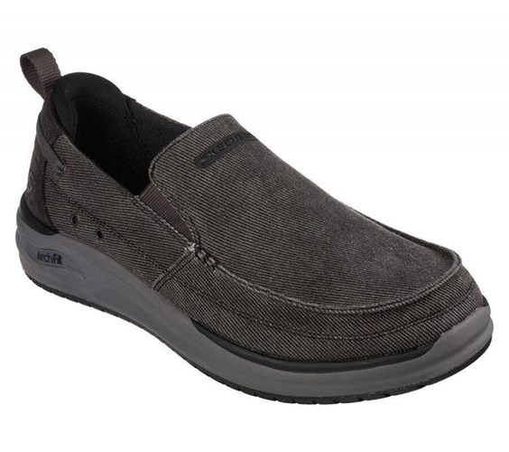 Pánské Mokasíny Skechers Relaxed Fit: Arch Fit Melo - Port Bow Černé | LPASUWZ-81