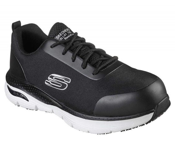 Pánské Oxfordky Skechers Pracovní: Arch Fit SR - Ringstap Alloy Špicí Černé Bílé | VZEUKWD-80