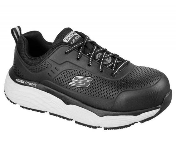 Pánské Oxfordky Skechers Pracovní: Max Cushioning SR - Indurite Alloy Špicí Černé | XFQZCRT-04