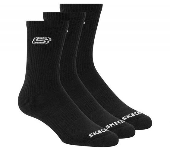 Pánské Ponožky Skechers Extended Size Crew - 3 Pack Černé | SFPCYVG-73