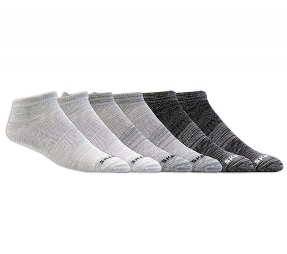 Pánské Ponožky Skechers Non Terry Low Cut - 6 Pack Šedé | LDHZRPN-92