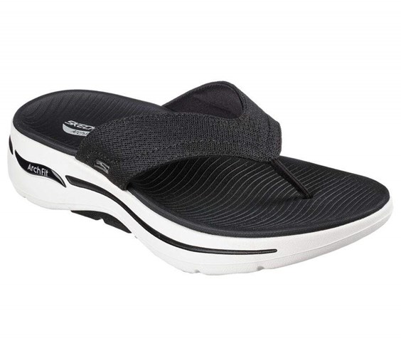 Pánské Sandály Skechers GO WALK Arch Fit - Offshore Černé Bílé | VNESOBT-39