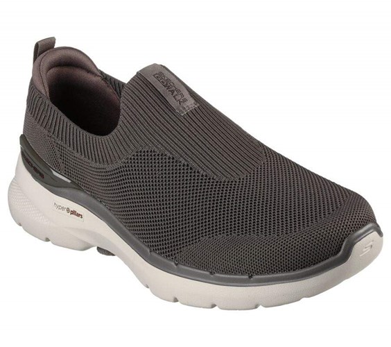 Pánské Trekové Boty Skechers GO WALK 6 - Warnock Hnědé | LVOGDWK-56