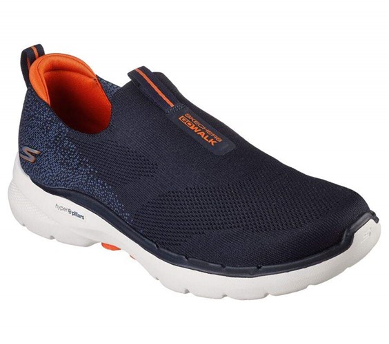 Pánské Trekové Boty Skechers GOwalk 6 Tmavě Blankyt Oranžové | VFINTZC-93