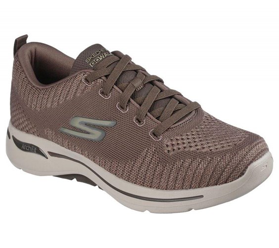 Pánské Trekové Boty Skechers GOwalk Arch Fit - Grand Select Šedé Hnědé | ISGHJLN-49